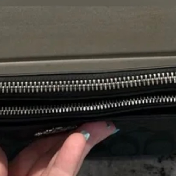 Coach 🎁Signature Coated Canvas Black Crossbody Bag Removable Leather Pouch - Picture 8 of 13